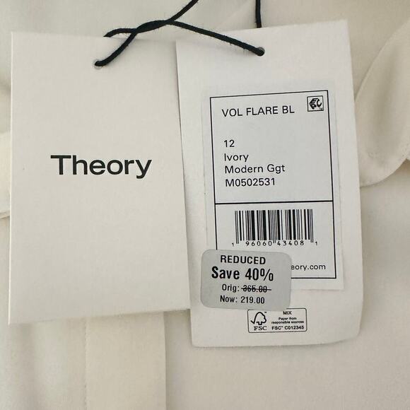 NWT Theory Flared Puff Sleeve Silk Blouse - Picture 10 of 10